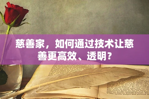 慈善家，如何通过技术让慈善更高效、透明？