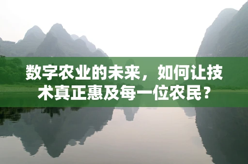 数字农业的未来，如何让技术真正惠及每一位农民？